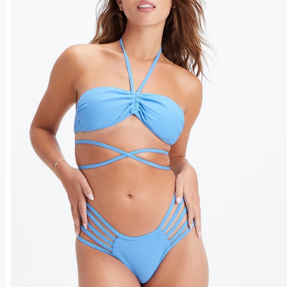 Fabletics Light Blue Strappy Bandeau Bikini